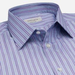 Shirt  striped  violet cotton poplin, collar style  lower spread collar - Image 2
