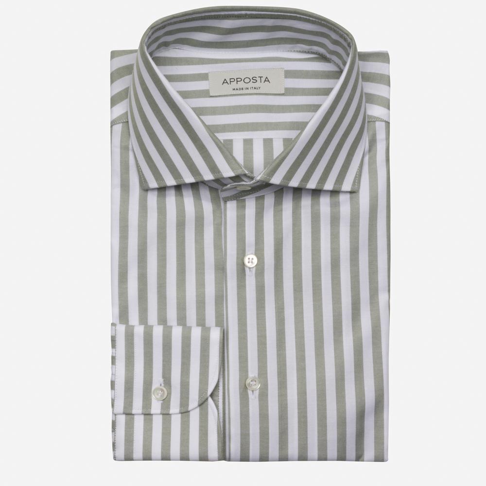 Shirt  striped  green cotton pinpoint oxford, collar style  spread collar