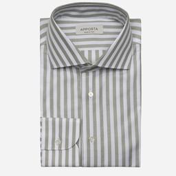 Shirt  striped  green cotton pinpoint oxford, collar style  spread collar - Image 1