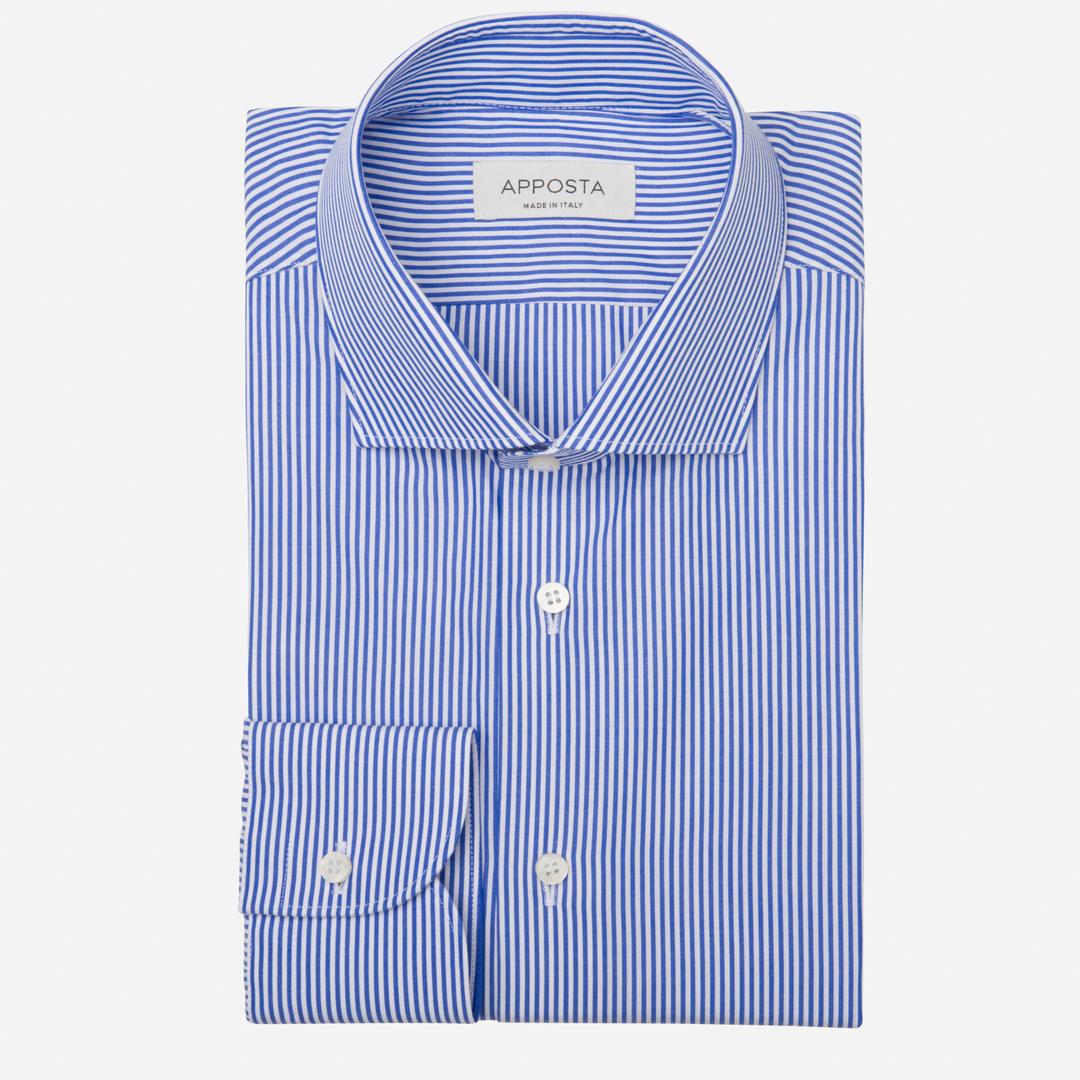 Shirt  striped  light blue cotton plain, collar style  updated spread collar with short points