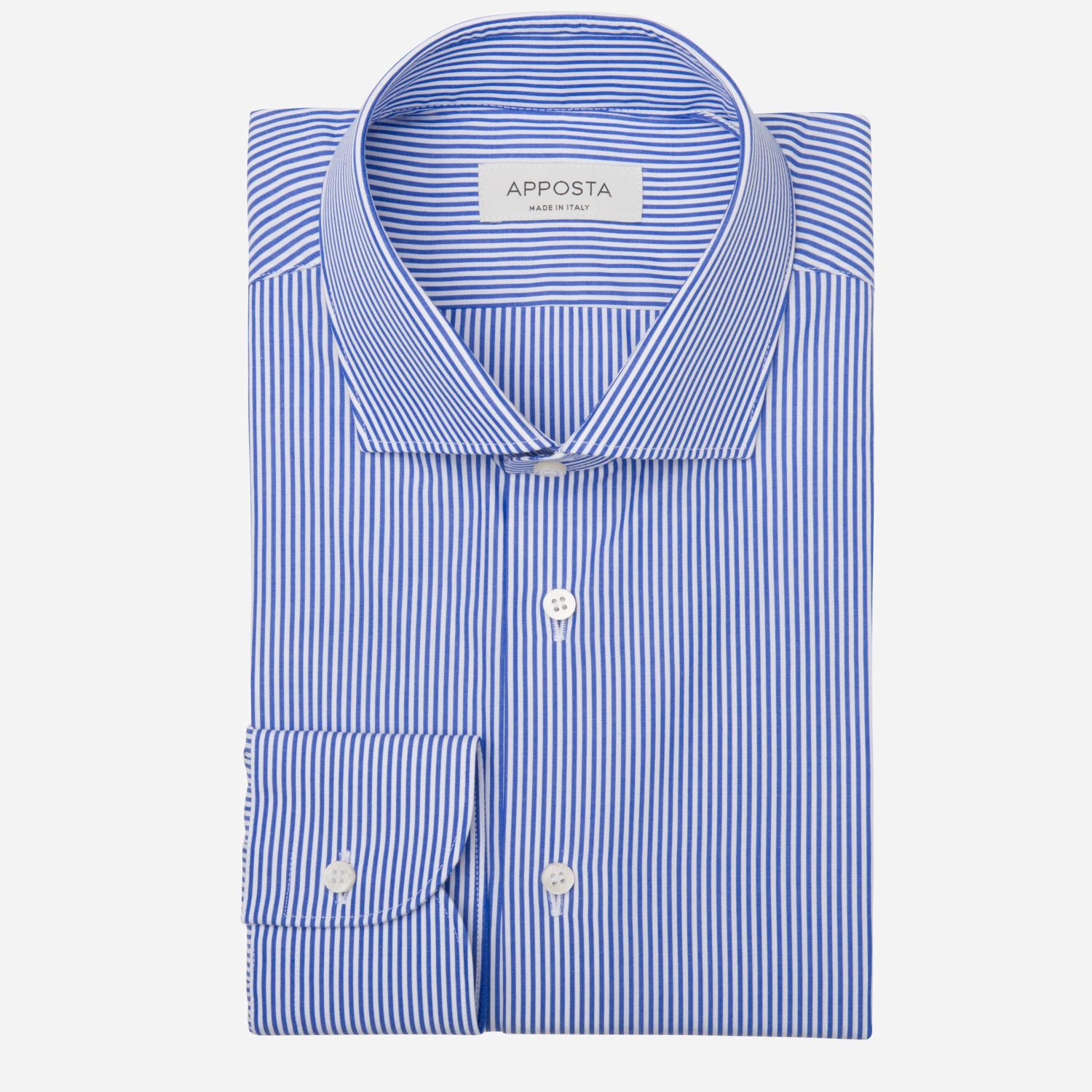 Shirt  striped  light blue cotton plain, collar style  updated spread collar with short points - Product image