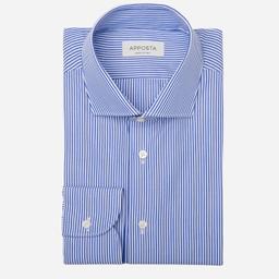 Shirt  striped  light blue cotton plain, collar style  updated spread collar with short points - Image 1