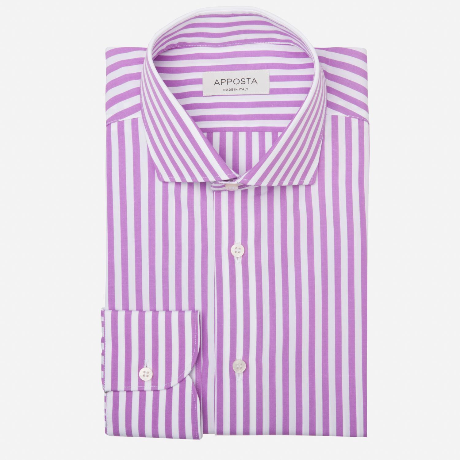Shirt  striped  violet cotton plain, collar style  updated spread collar with short points - Product image