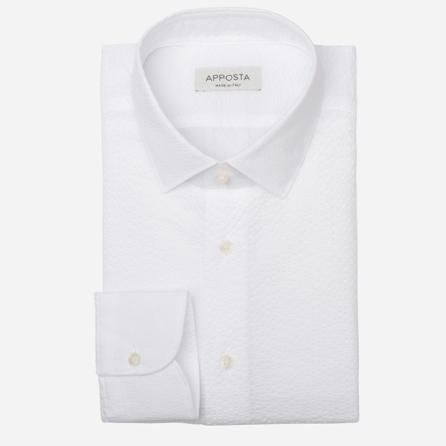 Shirt  textures  white cotton seersucker, collar style  updated straight point collar with short points - Product image