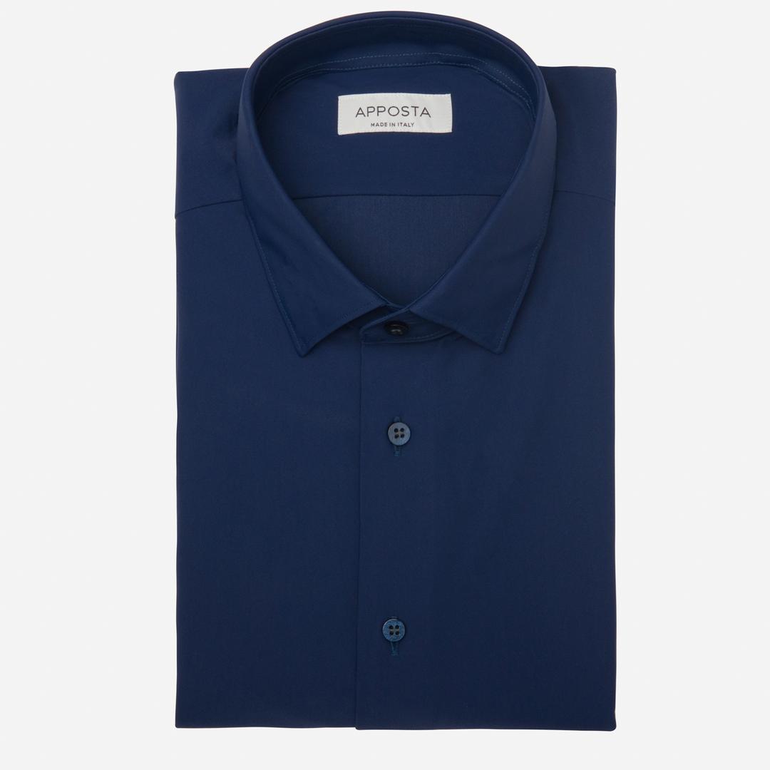 Shirt  solid  navy blue 4-way stretch poplin sensitive, collar style  updated straight point collar with short points