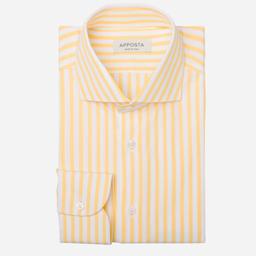 Shirt  striped  yellow cotton poplin double twisted, collar style  lower spread collar - Image 1