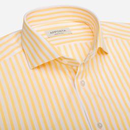 Shirt  striped  yellow cotton poplin double twisted, collar style  lower spread collar - Image 2