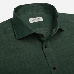 Shirt  solid  green linen plain normandy linen, collar style  updated spread collar with short points - Image 2