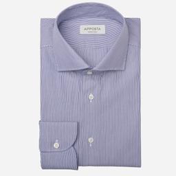 Shirt  hairline stripe  navy blue cotton poplin double twisted, collar style  lower spread collar - Image 1