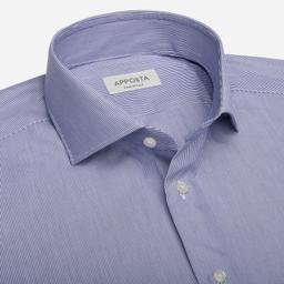 Shirt  hairline stripe  navy blue cotton poplin double twisted, collar style  lower spread collar - Image 2