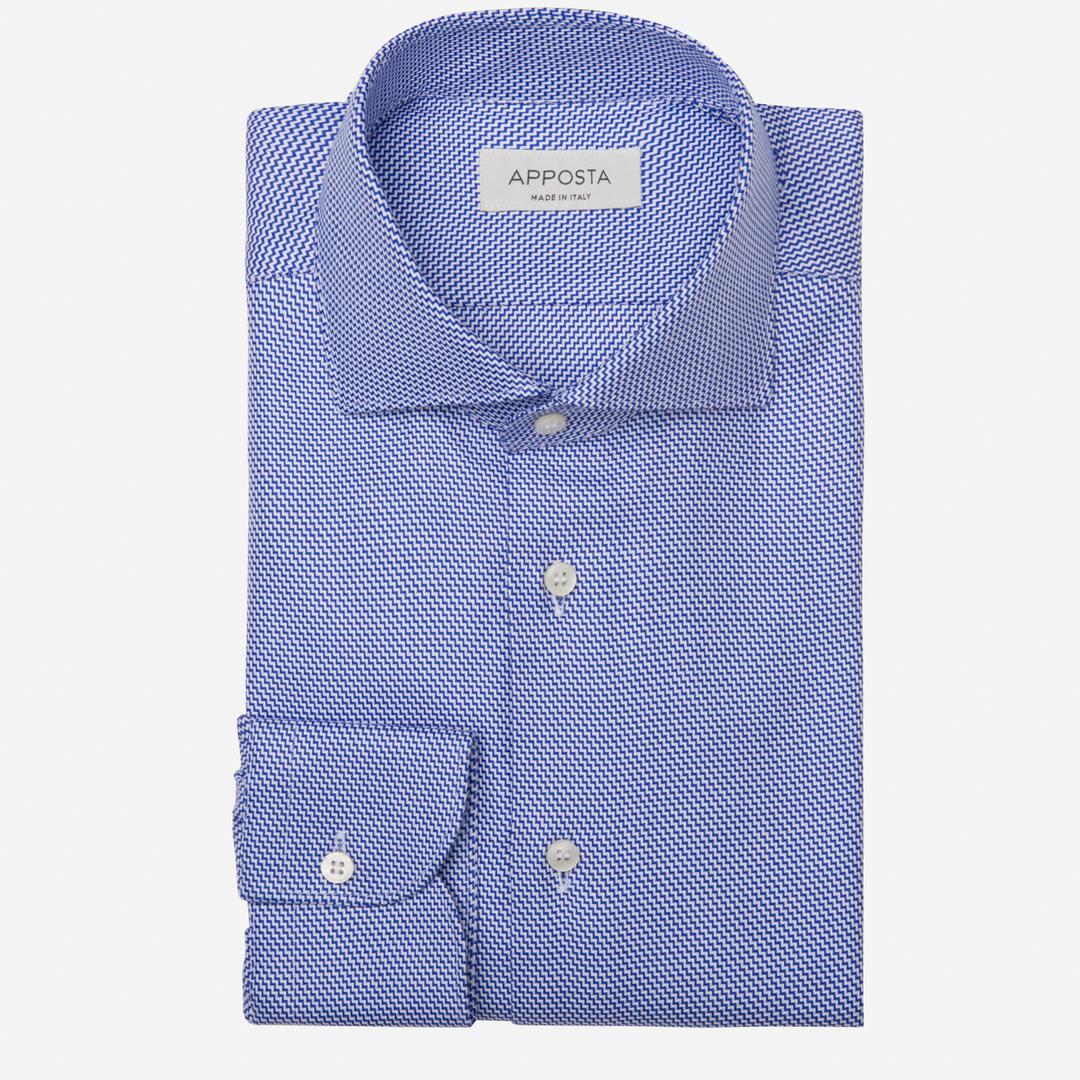 Shirt  textures  navy blue cotton dobby double twisted, collar style  lower spread collar