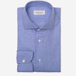 Shirt  textures  navy blue cotton dobby double twisted, collar style  lower spread collar - Image 1