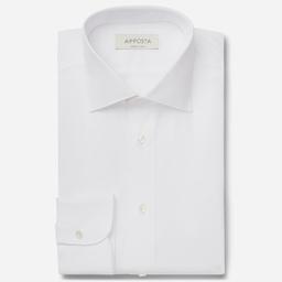 Shirt  solid  white cotton poplin double twisted, collar style  updated spread collar with short points - Image 1