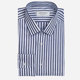 Shirt  striped  navy blue cotton-linen plain, collar style  updated straight point collar with short points - Image 1