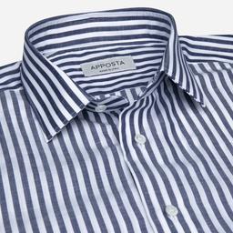 Shirt  striped  navy blue cotton-linen plain, collar style  updated straight point collar with short points - Image 2