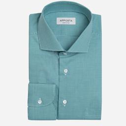 Shirt  small check  green cotton zephyr, collar style  updated spread collar with short points - Image 1