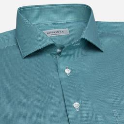 Shirt  small check  green cotton zephyr, collar style  updated spread collar with short points - Image 2