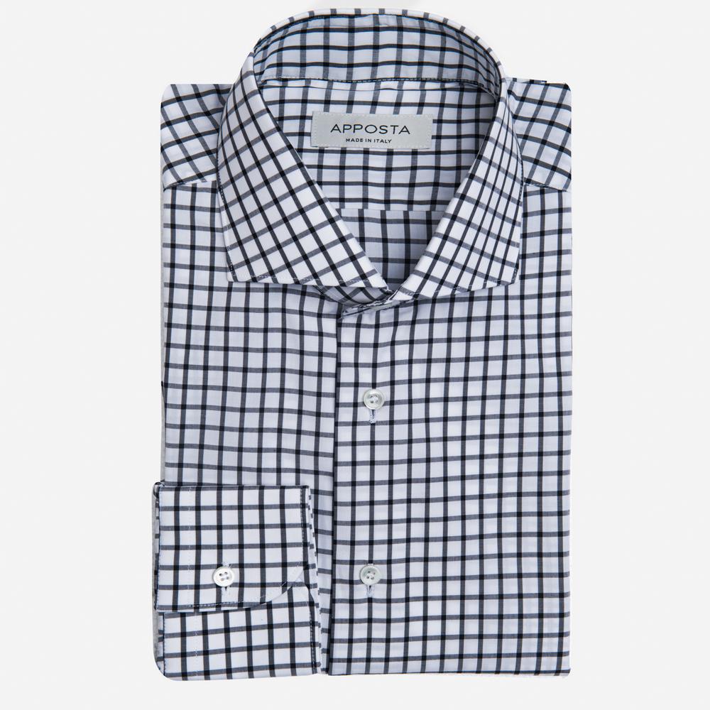 Shirt  big check  violet cotton zephyr, collar style  lower spread collar