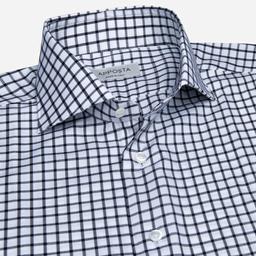 Shirt  big check  violet cotton zephyr, collar style  lower spread collar - Image 2