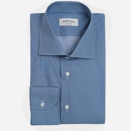 Shirt  small check  light blue cotton poplin, collar style  semi-spread collar - Image 1