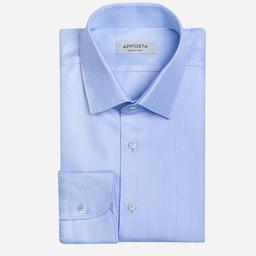 Shirt  solid  light blue cotton herringbone double twisted, collar style  updated straight point collar with short points - Image 1