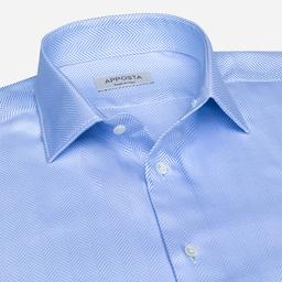 Shirt  solid  light blue cotton herringbone double twisted, collar style  updated straight point collar with short points - Image 2