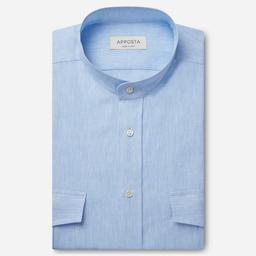 Shirt  solid  light blue linen plain, collar style  band collar - Image 1