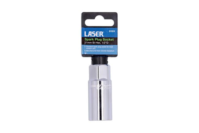 Laser Tools 0101 1/2 Dr Spark Plug Socket Bi-Hex Carbon Steel - 20.8mm (13/16) AF