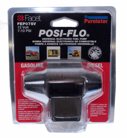 Facet FEP07SV Posi-Flow Fuel Pump Clamshell Kit (60107+Union) PSI 10.0 - 7.0