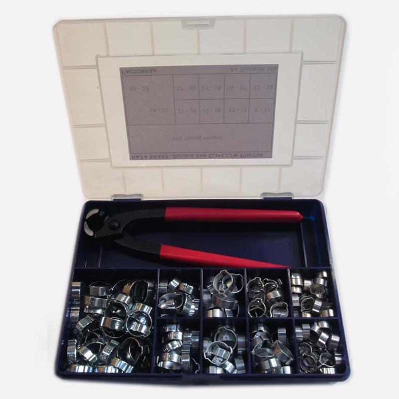 Kits - Clips & Clamps Double Ear Clamps 9-11 to 20-23mm plus End Closing Pincers - The Green Spark Plug Automotive product