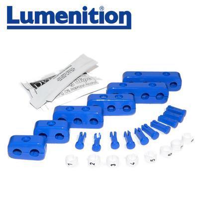 EZK81B - Lumenition Blue - 8 Lead Set Markers & Clamps - Ignition Lead Numbe