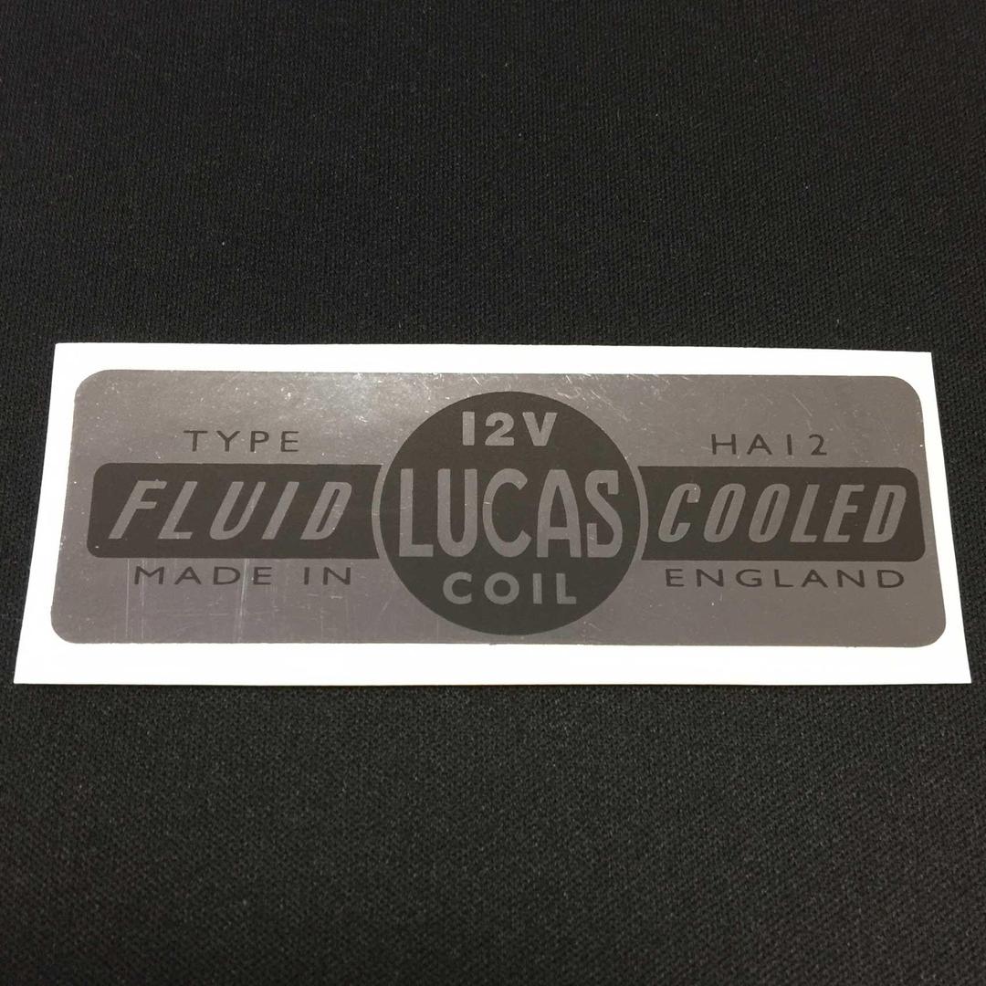 Lucas HA12 12V Coil Label Fluid Cooled Vintage Classic Car Silver Sticker - The Green Spark Plug Automotive product