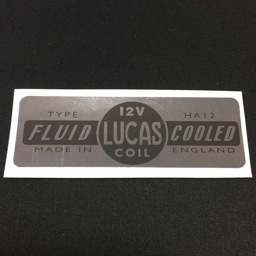 Lucas HA12 12V Coil Label Fluid Cooled Vintage Classic Car Silver Sticker
