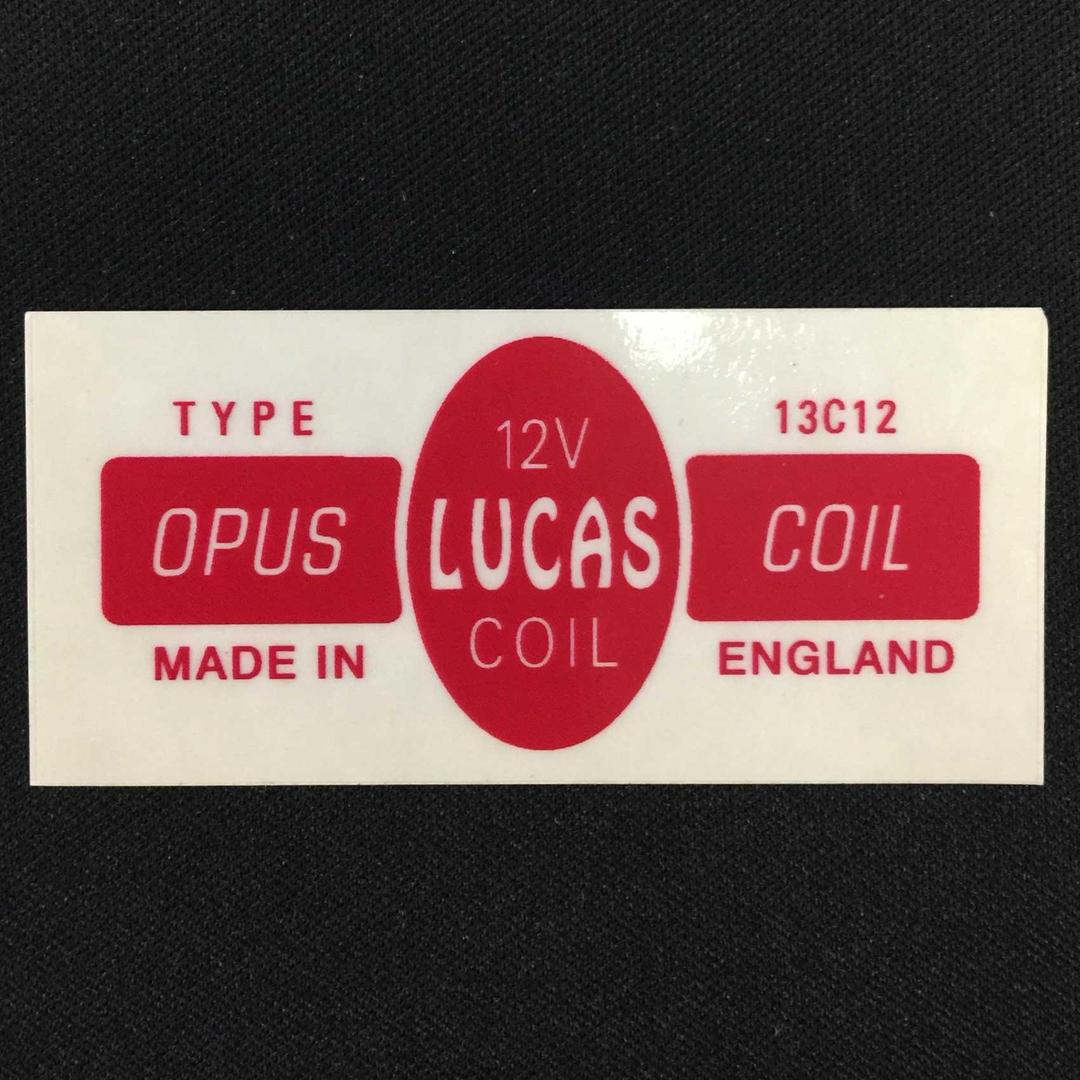 Lucas 13C12 Classic Motor Car Opus 12V Ignition Coil Sticker Vintage Red Label - The Green Spark Plug Automotive product