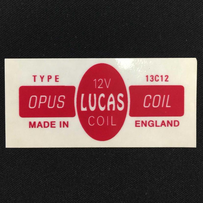 Lucas 13C12 Classic Motor Car Opus 12V Ignition Coil Sticker Vintage Red Label