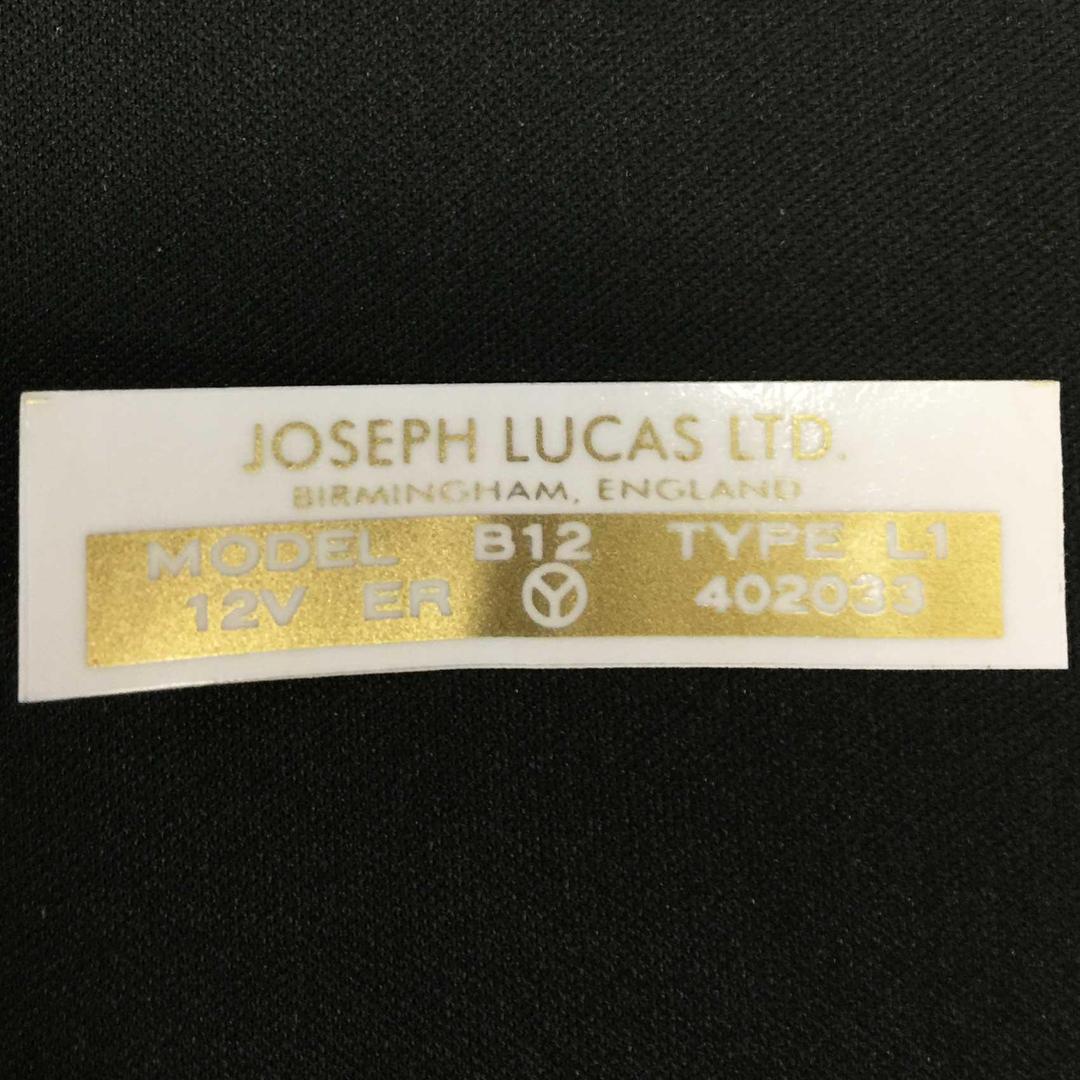 Joseph Lucas Ltd England Gold B12 12V Coil Label 402033 Classic Vintage Sticker - The Green Spark Plug Automotive product