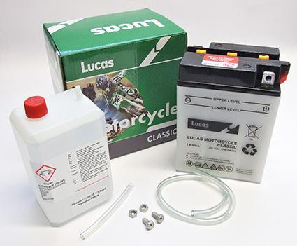 Lucas 6V Classic Motorcycle Battery with Acid Pack LB386A B38-6A - The Green Spark Plug Automotive product