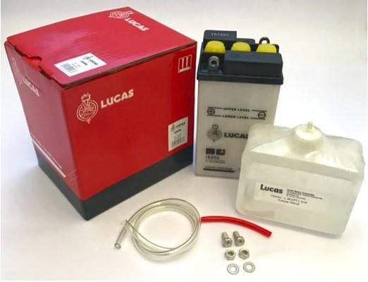 Lucas 6V Classic Motorcycle Battery with Acid Pack. LB496 - High quality product image showing Lucas 6V Classic Motorcycle Battery with Acid Pack. LB496 details and features