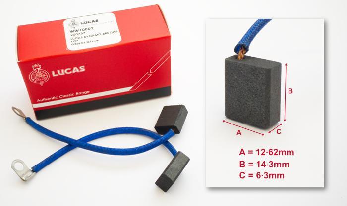 Lucas Dynamo Brushes Pair 200737 large type Fits Lucas E3L, E3LM and E3N Dynamos - High quality product image showing Lucas Dynamo Brushes Pair 200737 large type Fits Lucas E3L, E3LM and E3N Dynamos details and features