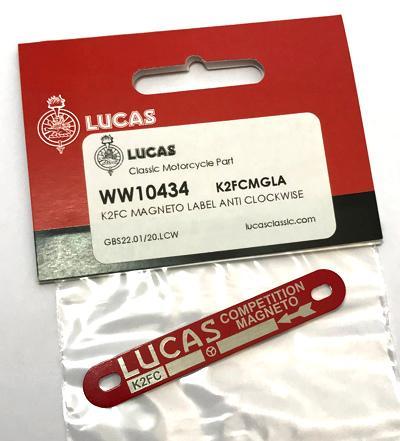 Lucas K2FC Red Magneto label (Anti Clockwise) K2FCMGLC Motorcycle - High quality product image showing Lucas K2FC Red Magneto label (Anti Clockwise) K2FCMGLC Motorcycle details and features