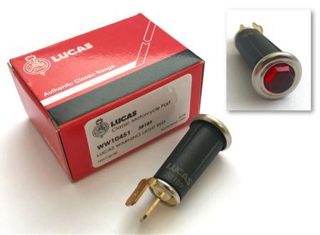 Lucas Jewel type Warning Light (Red) 99-1208,99-0568,LU54363454,LU38189,SPB389 - High quality product image showing Lucas Jewel type Warning Light (Red) 99-1208,99-0568,LU54363454,LU38189,SPB389 details and features