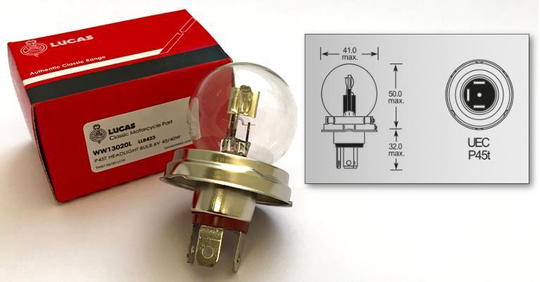 Lucas P45T Headlight Bulb 6V LLB423 (10 Pack) - The Green Spark Plug Automotive product