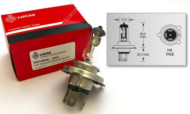 Lucas P43T Halogen Headlight Bulb 12V LLB472 (10 Pack) - The Green Spark Plug Automotive product