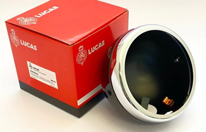 Lucas 5-3/4 Motorcycle Headlamp light Shell + Rim Gloss Black 58395B Café Racer - High quality product image showing Lucas 5-3/4 Motorcycle Headlamp light Shell + Rim Gloss Black 58395B Café Racer details and features