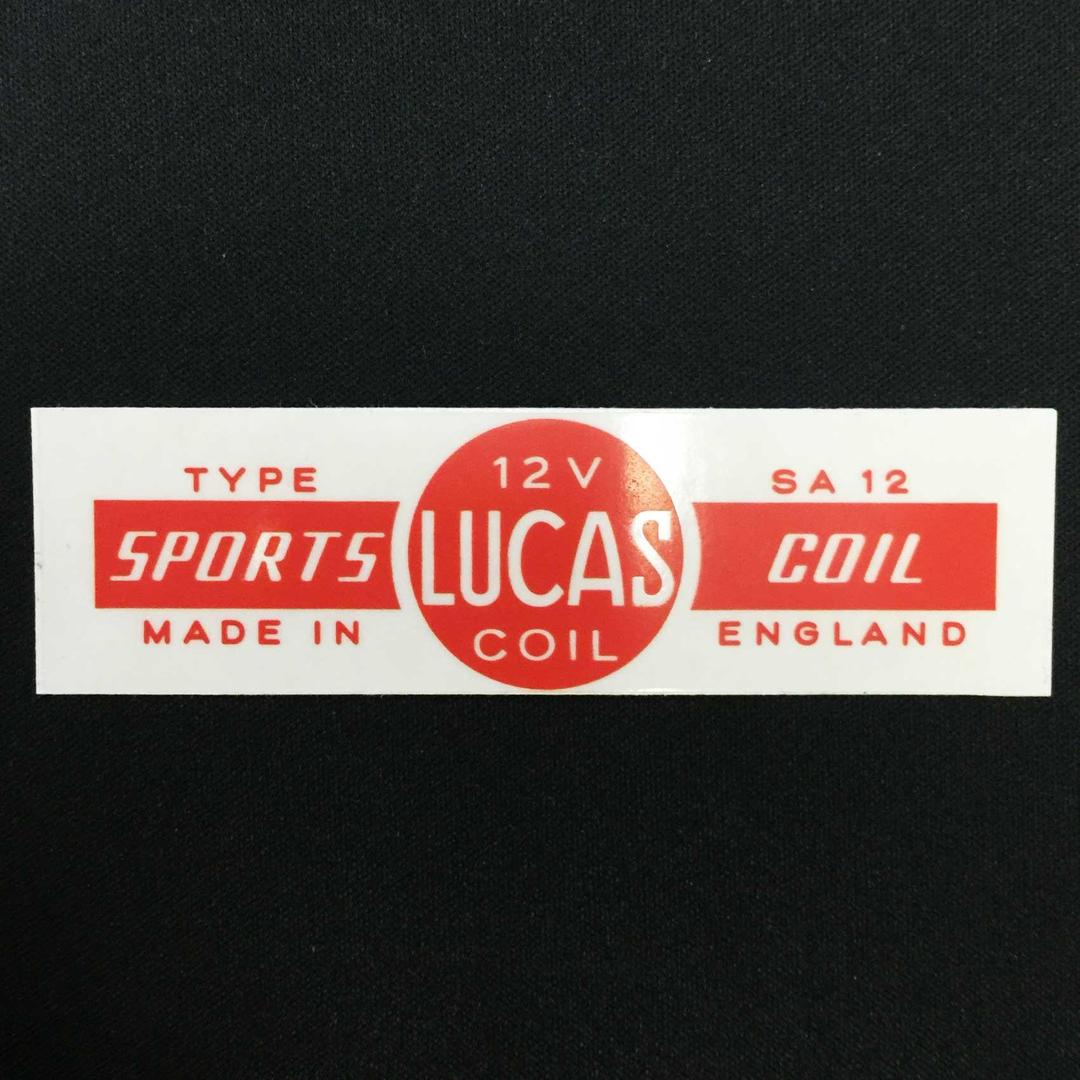Lucas Sports SA12 12V Ignition Racing Coil Label Vintage Classic Car Red Sticker - The Green Spark Plug Automotive product