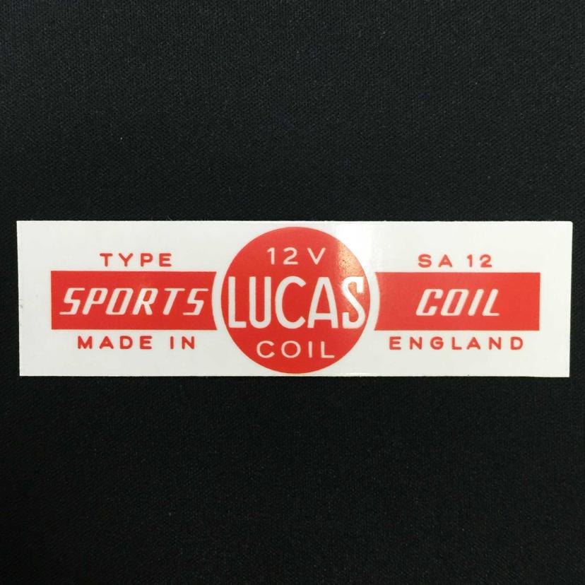 Lucas Sports SA12 12V Ignition Racing Coil Label Vintage Classic Car Red Sticker