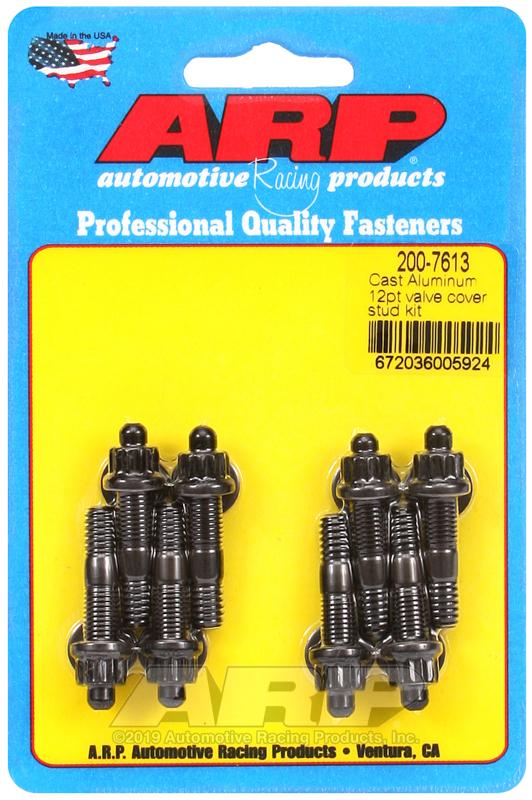 ARP 200-7613 VALVE COVER STUD KIT, For Use With Cast Aluminum Valve Cover; 1.500 Inch Overall Length; 1/4 Inch - 20 Thread Size; 12 Point Head Type; Black Oxide; Chrome Moly; With Nuts/ Washers - The Twister Group Tools product