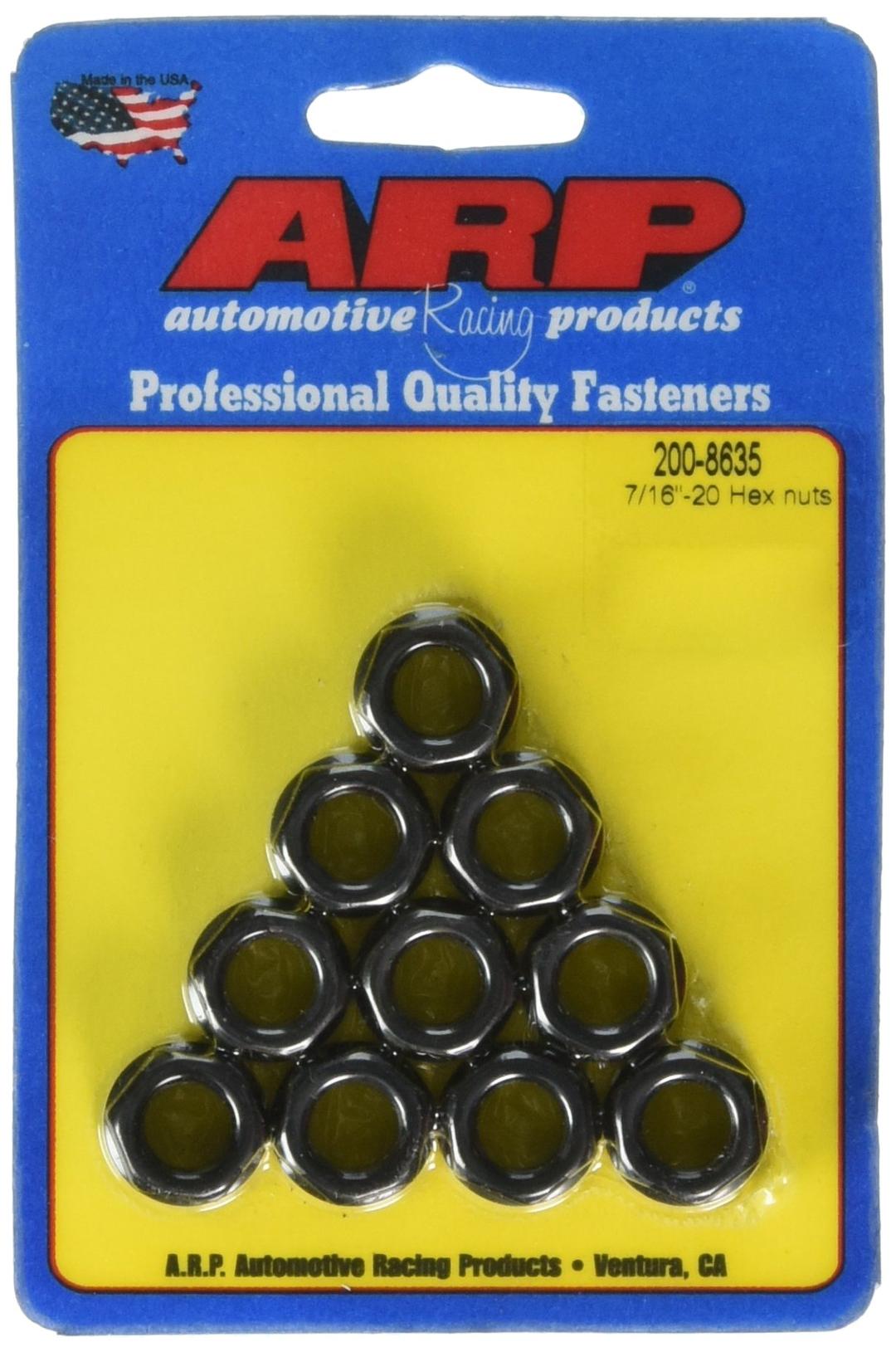ARP 200-8635 Nut; 12 Point; 7/16 Inch - 20 Thread Size; 5/8 Inch Socket Size; 180000 PSI Tensile Strength; Black Oxide; Chrome Moly; 10-Pack - The Twister Group Tools product