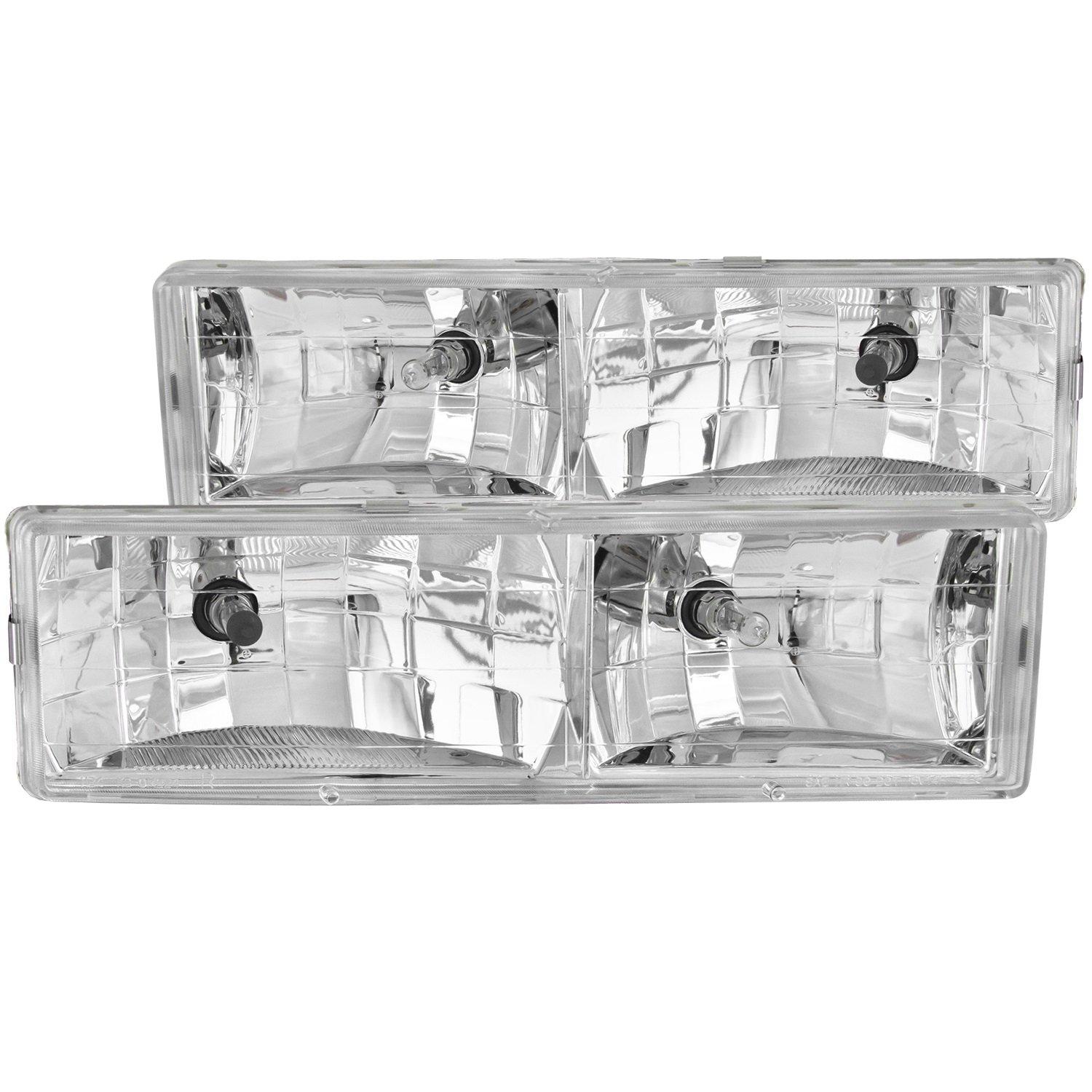 ANZO 111004 Chevrolet Crystal Chrome Headlight Assembly (Pair) - High quality product image showing ANZO 111004 Chevrolet Crystal Chrome Headlight Assembly (Pair) details and features