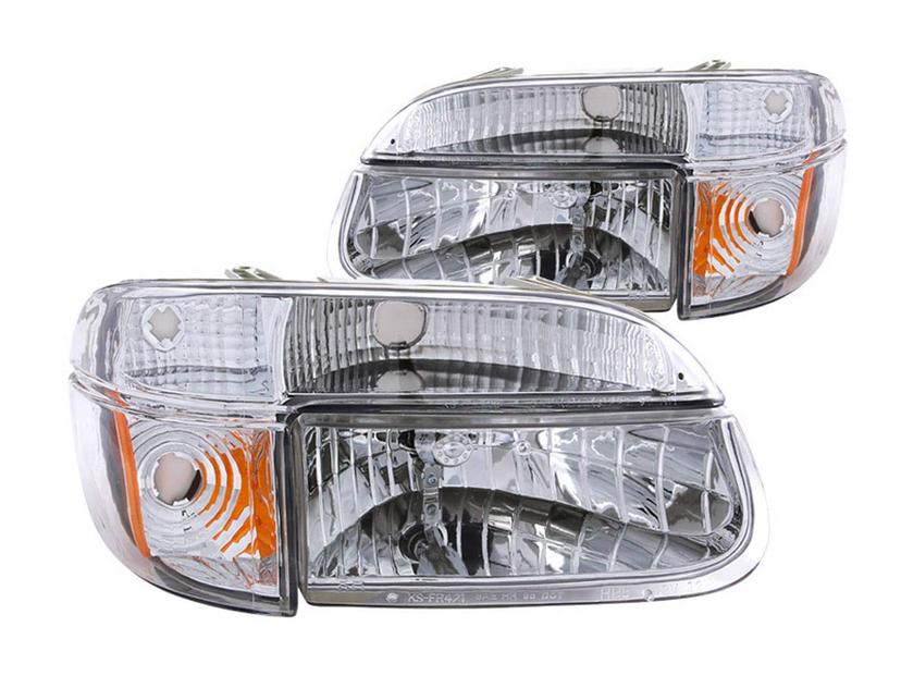 ANZO 111040 Ford Explorer Crystal with Amber Corner Chrome Headlight Assembly (Pair)